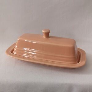 Vintage Fiesta (lower case logo) Covered Butter Dish Harder to Find Peach / Pink